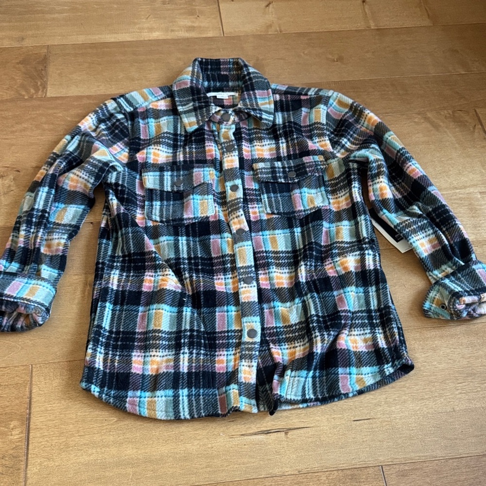O’Neil Black Plaid Button-Down Shirt with Pastel Accents